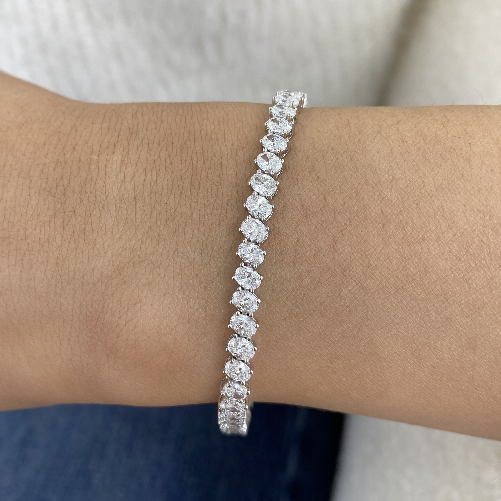 6.9ct TCW Tennis Bracelet White Gold 14K Lab-Grown Diamond F/VS GGL