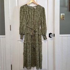 Orange Creek Maxi Dress Tiered Green Floral Print S NWOT Boho Prairie Western 