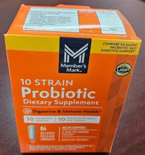 Member's Mark 10 Strain Probiotic 84 Delayed Release Capsules Dietary EXP 12/26