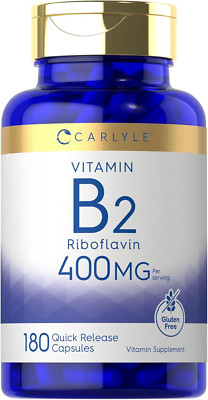 Vitamin B-2 400Mg | 180 Count | Non-Gmo, Gluten Free Supplement | B2 Riboflavin