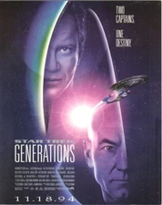 Star Trek Generations Movie Poster 8 x 10 Postcard 1994