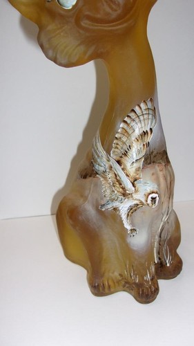 Fenton Glass Amber Barn Owl Alley Cat Figurine Ltd Ed #4/34 M. Kibbe - Picture 7 of 8