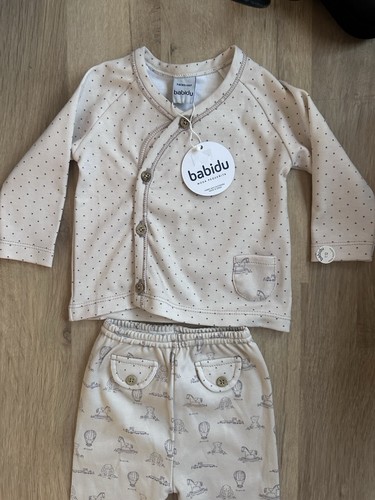 Baby 2 Piece Outfit Neutral Unisex Top & Trousers 3 Months - Picture 2 of 4