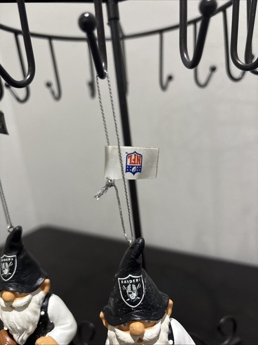 NFL Oakland Raiders Las Vegas Football 2 PK Gnome Ornament Set Christmas 4in - Picture 4 of 9
