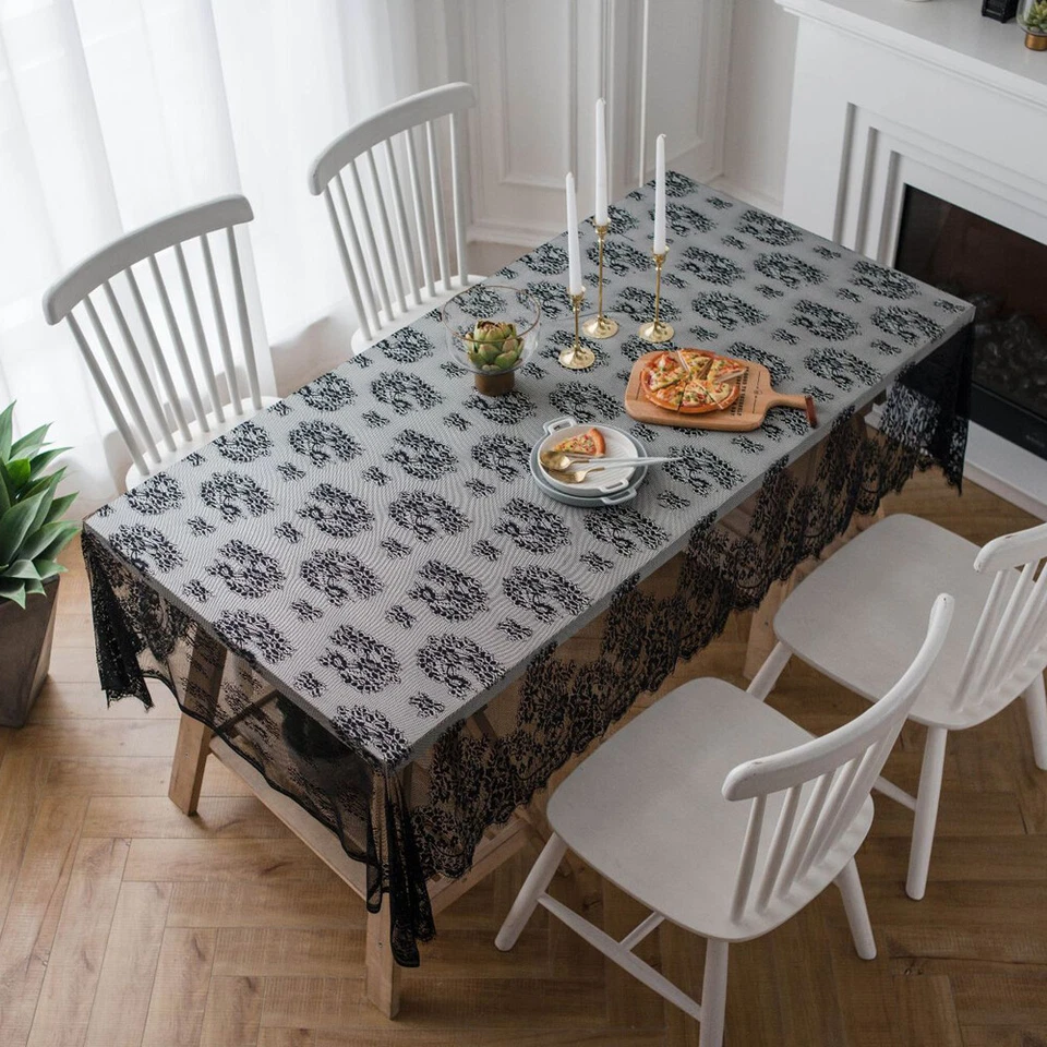 Lace Tablecloth Flower Rectangle Table Cover Tea Dining Party Wedding Home Decor - Image 3 of 4