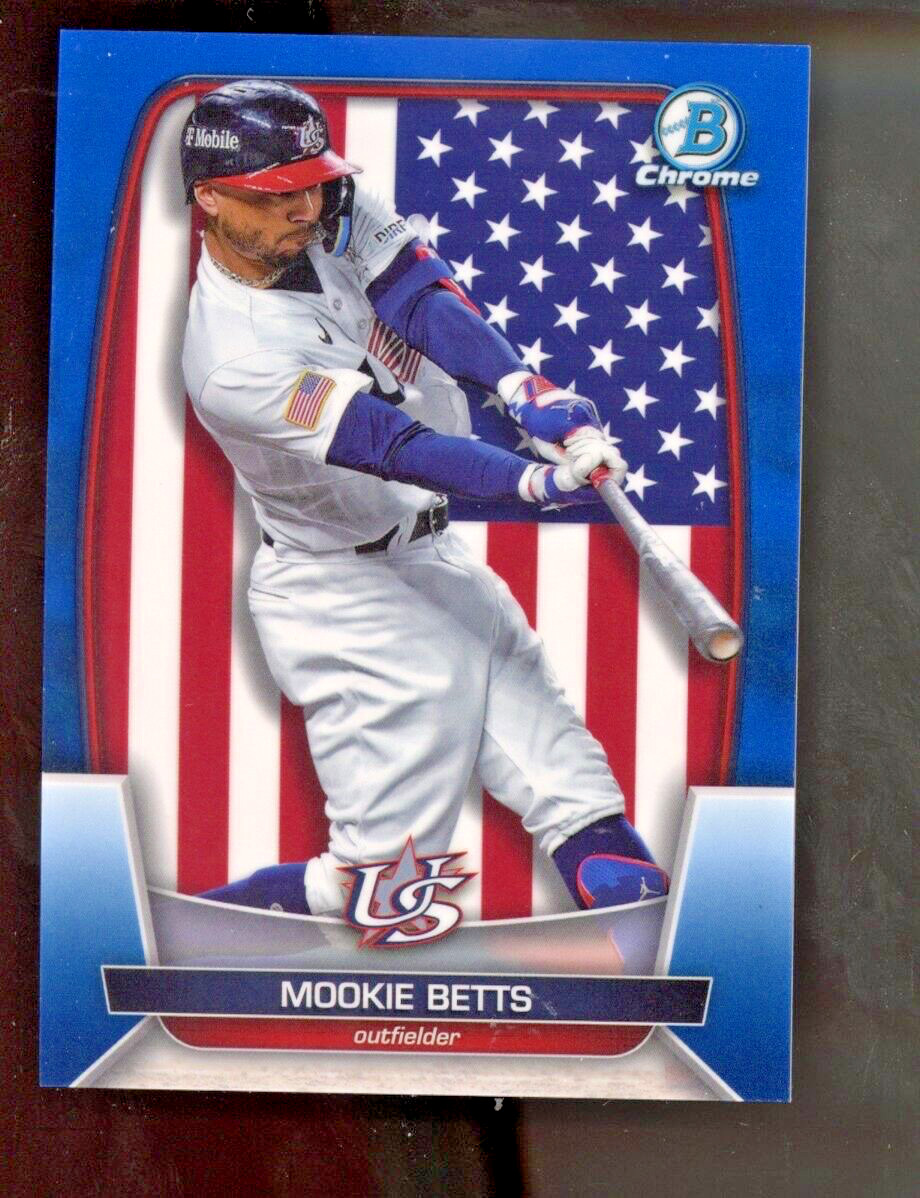 2023 BOWMAN CHROME WBC USA FLAG BLUE MOOKIE BETTS /75 Dodgers