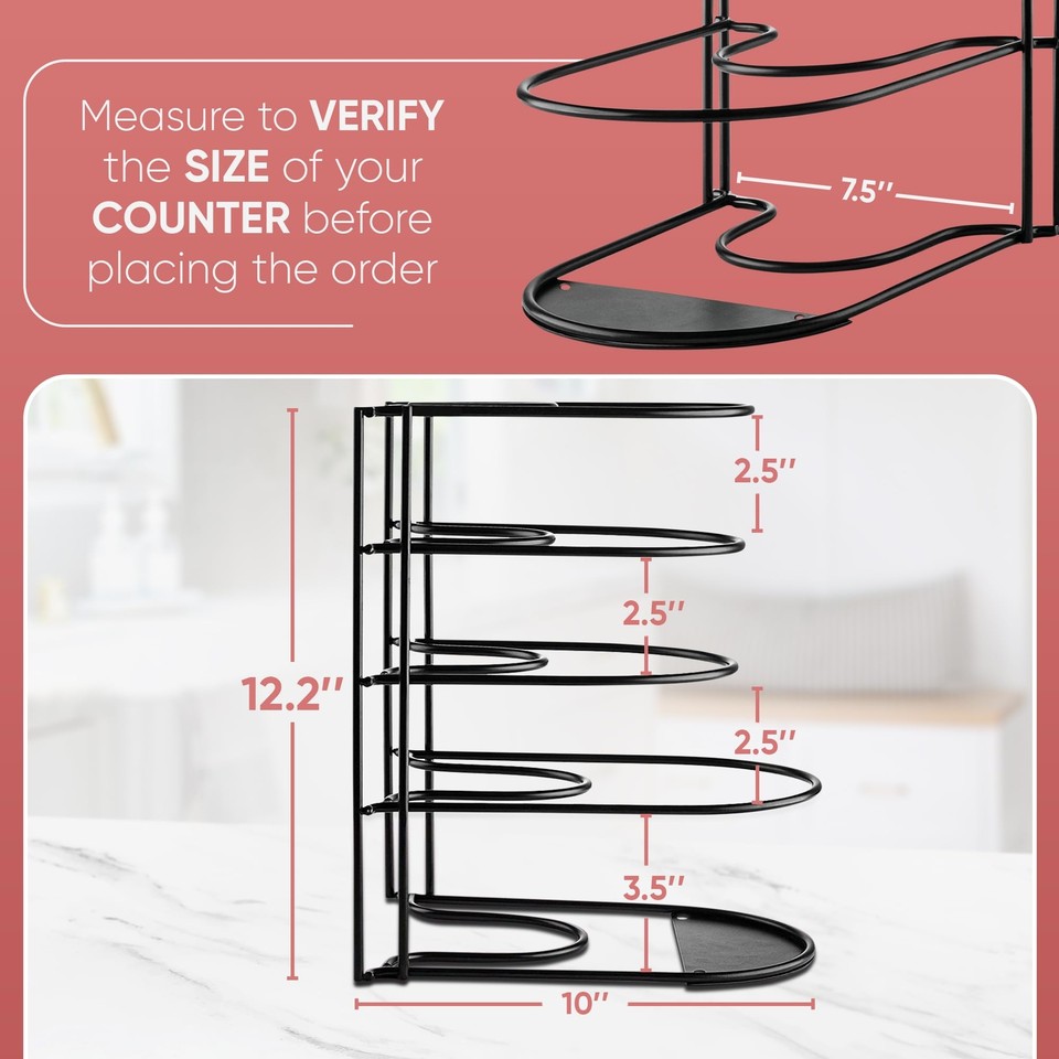 HeavyDuty Pots and Pans Organizer 5Tier Cookware & Lid Storage Rack