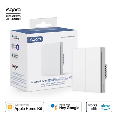 Aqara Smart Wandschalter H1 (kein Neutralleiter, Doppelwippe) - Aqara Hub erforderlich