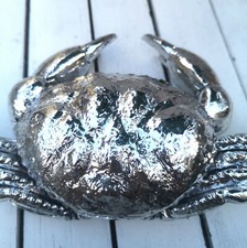 Groß Taschenkrebs Krebs Deko Statue Figur Silber Crab Krabbe Maritime Dekoration