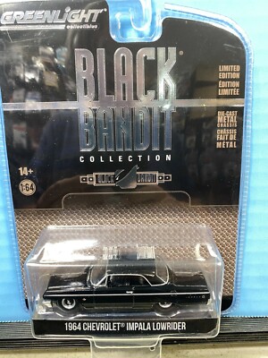 1/64 GREENLIGHT BLACK BANDIT 1964 CHEVROLET IMPALA COUPE LOWRIDER