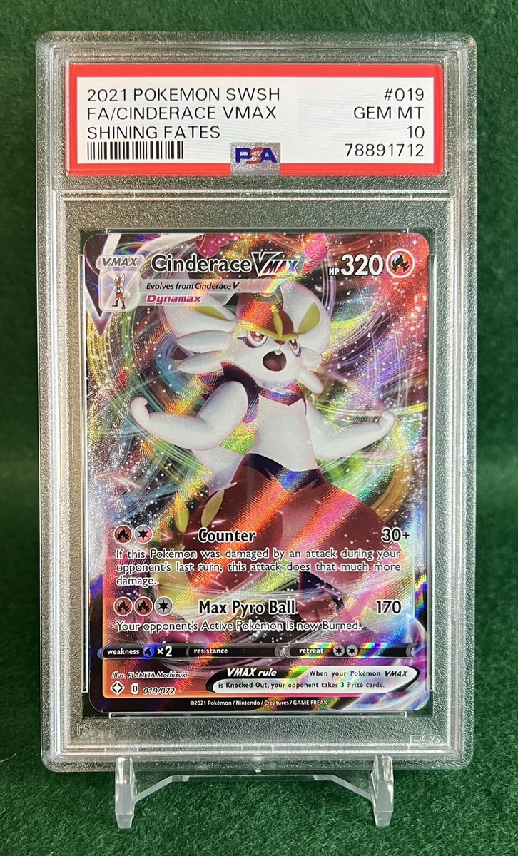 2021 Pokémon SWSH FA Cinderace VMax Shining Fates 019/072 GEM MT