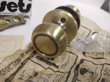 Vintage NOS Emhart Kwikset Doorknob set. Closet Bedroom passage. Non-lock.  MCM