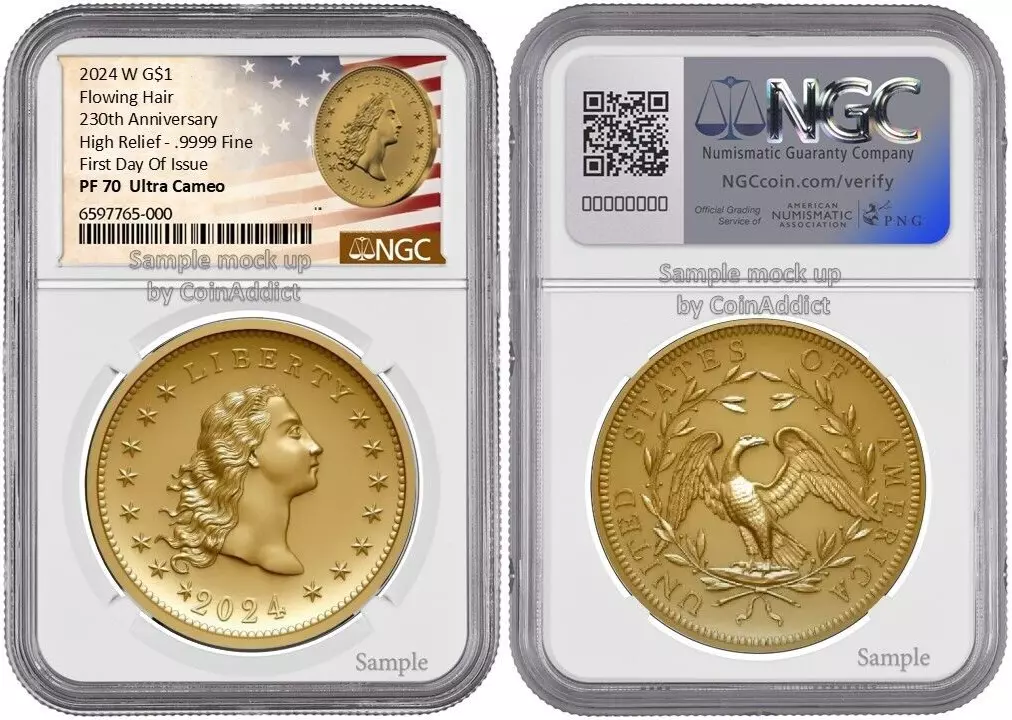 Presale 2024 W Gold Flowing Hair $1 230th Anniv NGC PF70 Ultra Cameo