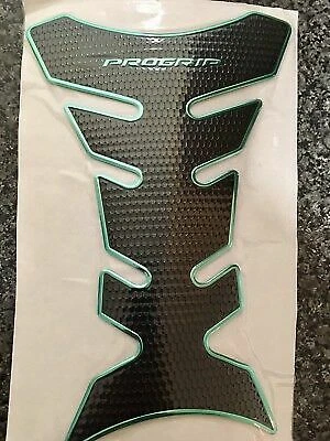 Progrip Carbon Fibre Design Tank pad Suzuki Honda Kawa Yamaha Green trim