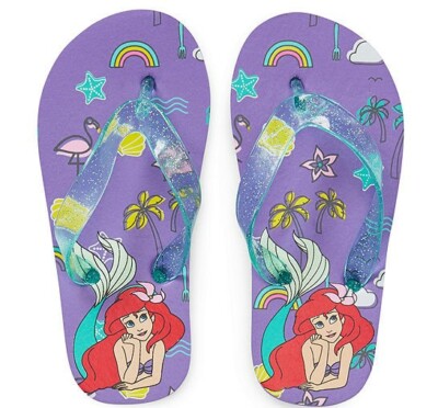 ARIEL LITTLE MERMAID Flip Flops w/Optional Sunglasses Toddlers Beach  Sandals NWT