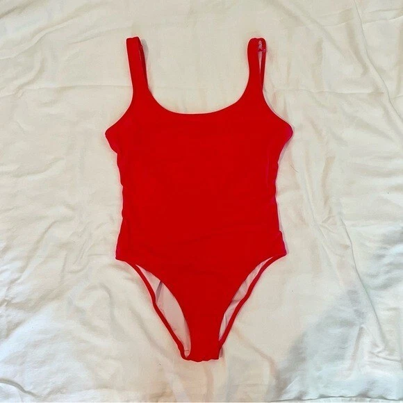 Traje de baño clásico liso de una pieza VS HOT PINK minimalista espalda redonda años 90 Foto 2 de 4