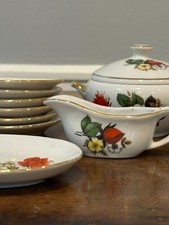 Vintage 1950s Child's Tea Set Dishes Red Rose Porcelain