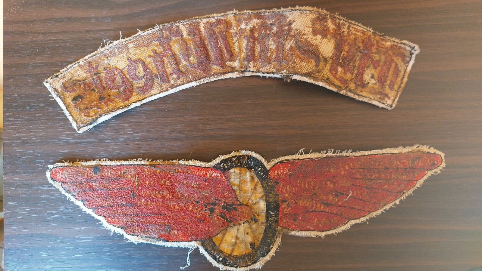 Vintage MC Motorcycle Club, Back Patch, 2 PC, Fly In' Wheels