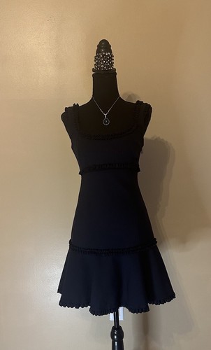 cinq a sept ANA RUFFLE TIER NAVY DRESS sz 6 - Picture 2 of 8