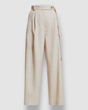 $675 Aeron Women's Beige Manuela Belted Wide-Leg Dress Pants Size EU 42/US 10
