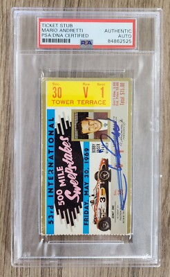 Mario Andretti Signed 1969 Indy 500 Win Ticket 5/30/69 HOF Racing