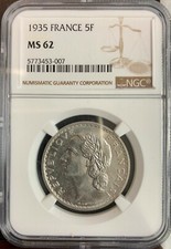 FRANKREICH - 5 Francs 1935 - NGC MS62