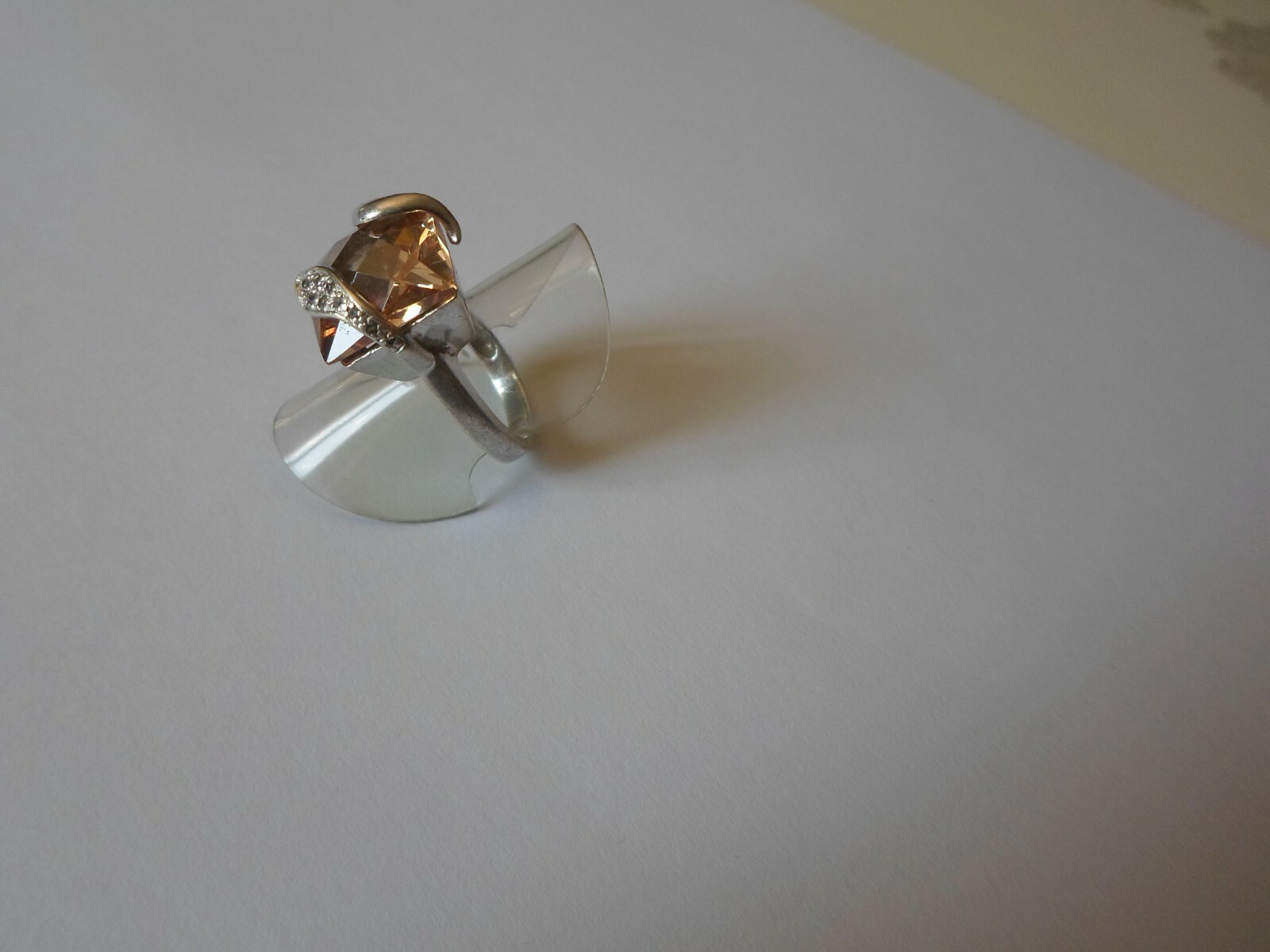 solid silver ring, orange square, snake head, siz… - image 5