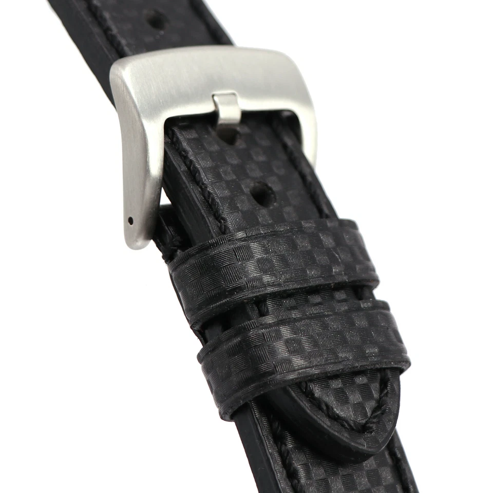 Correa de cuero de fibra de carbono de 24 mm correa de reloj negra para hebilla INVICTA HQ negra I Foto 4 de 4