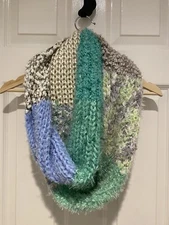 Sonoma Life + Style Patchwork Infinity Scarf In Ocean Tones. 76” x 8”