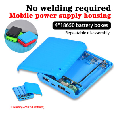 Dual USB DIY 4x18650 Battery Power Bank Case Shell Charger Box for