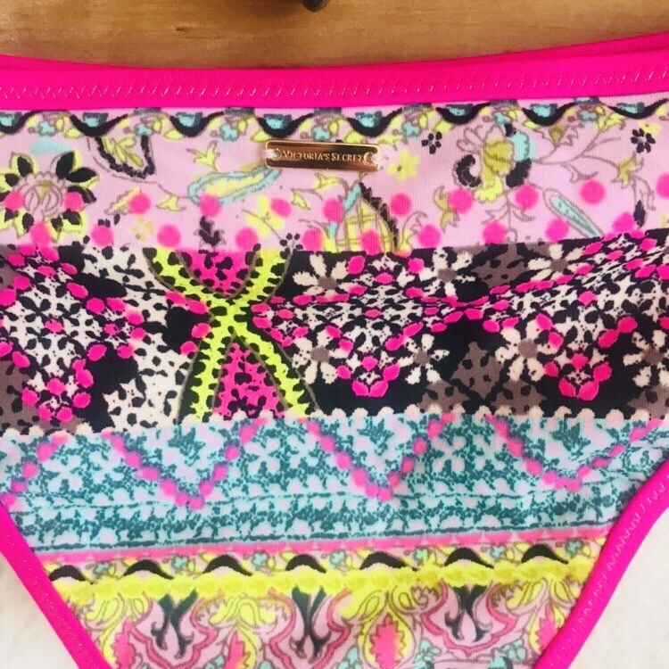 Новый с Ярлыками Victoria Secret плавать S розовый цветочный богемное с ремешками нахальный маленький бикини низ S - Изображение 3 из 3