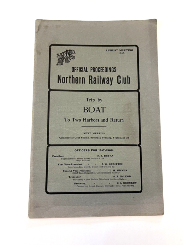 Północny Klub Kolejowy 1908 Broszura Duluth Minnesota Pociągi Oficjalne postępowanie - Zdjęcie 1 z 8