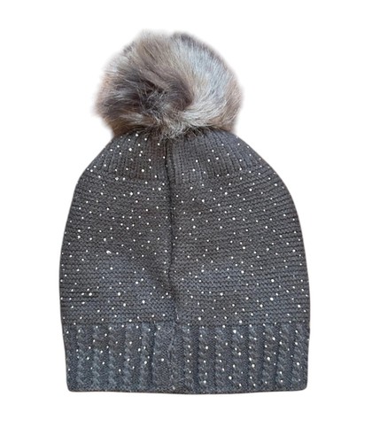 Zuccotto caldo Donna con Pom Pom In Eco Pelliccia, perle e strass - Foto 2 di 7