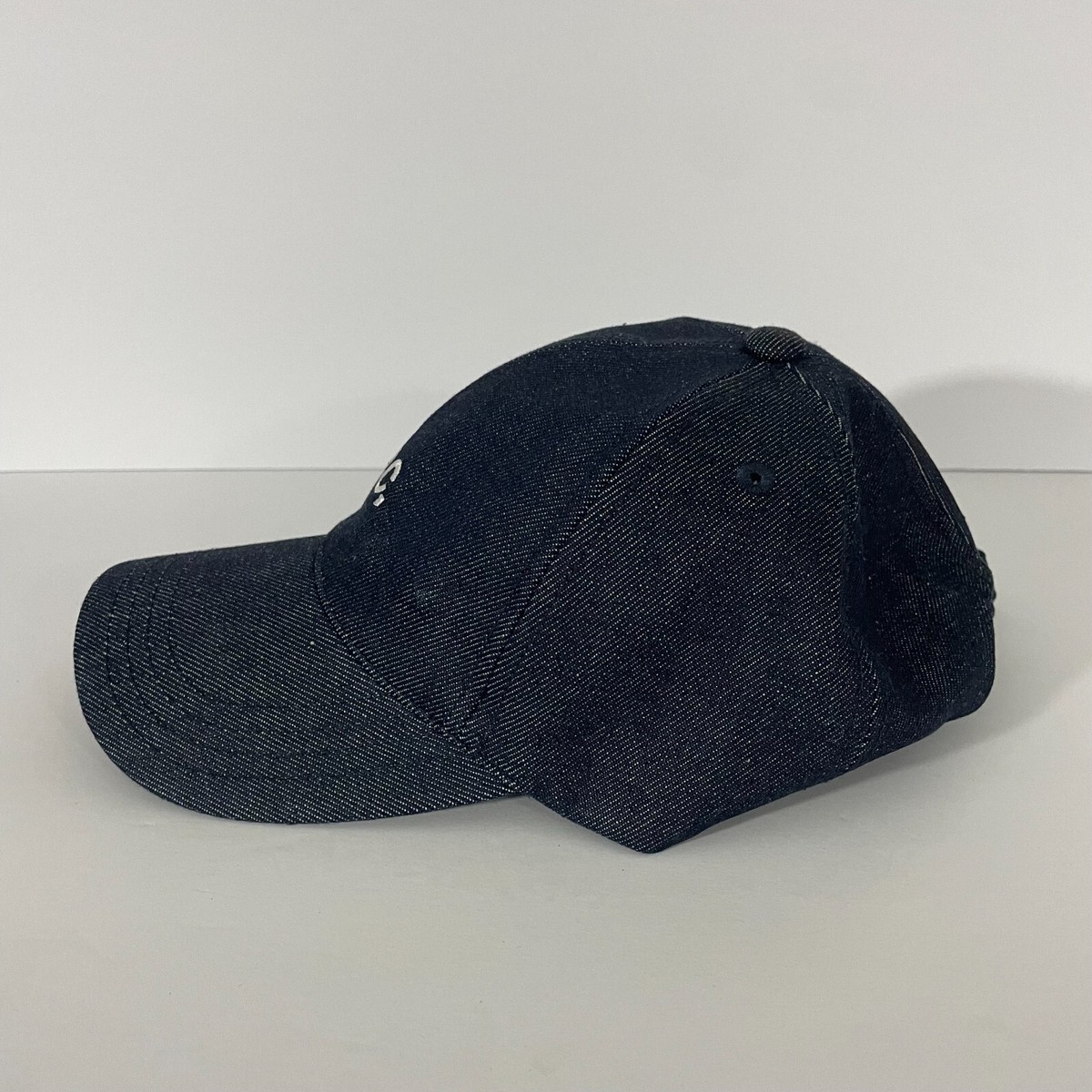 APC Hat Cap Strap Back Blue Denim Embroidered Logo Mens Size