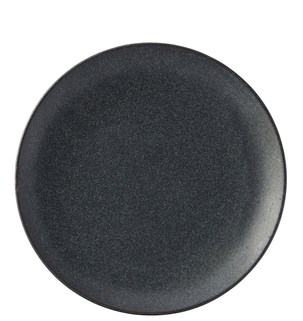 Murra Ash Porcelain Coupe Plate Black Dinner Set Round 10.5"" (27Cm) Pack Of 6