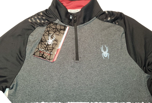 Spyder Active Men's Gray 1/4 Zip LS Pullover Thermal Top Size Small FREE SHP $92 - Picture 2 of 6