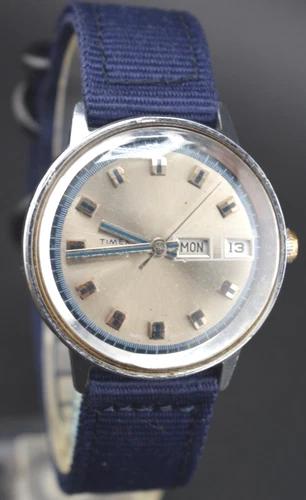 Vtg 1974 Timex Marlin Day Date Mens Watch New band ''GUARANTEED''