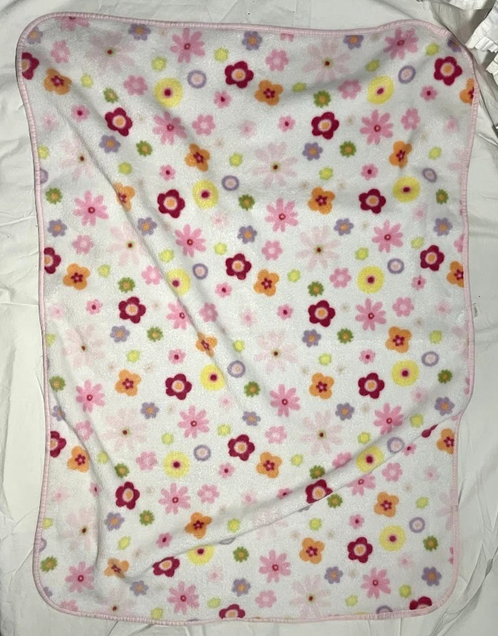 Manta polar floral blanca Circo Baby Girl Lovey difícil de encontrar flores objetivo 30x40 Foto 3 de 4