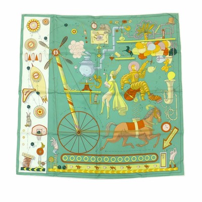 Hermes Carres 90 Tea for Two Horse Mint Green Scarf Unused 35.4in