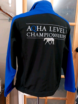 #ad AQHA Jacket Level 1 Championship Blue Black Quarter Horse Softshell NWoT Sz XS L $99.85