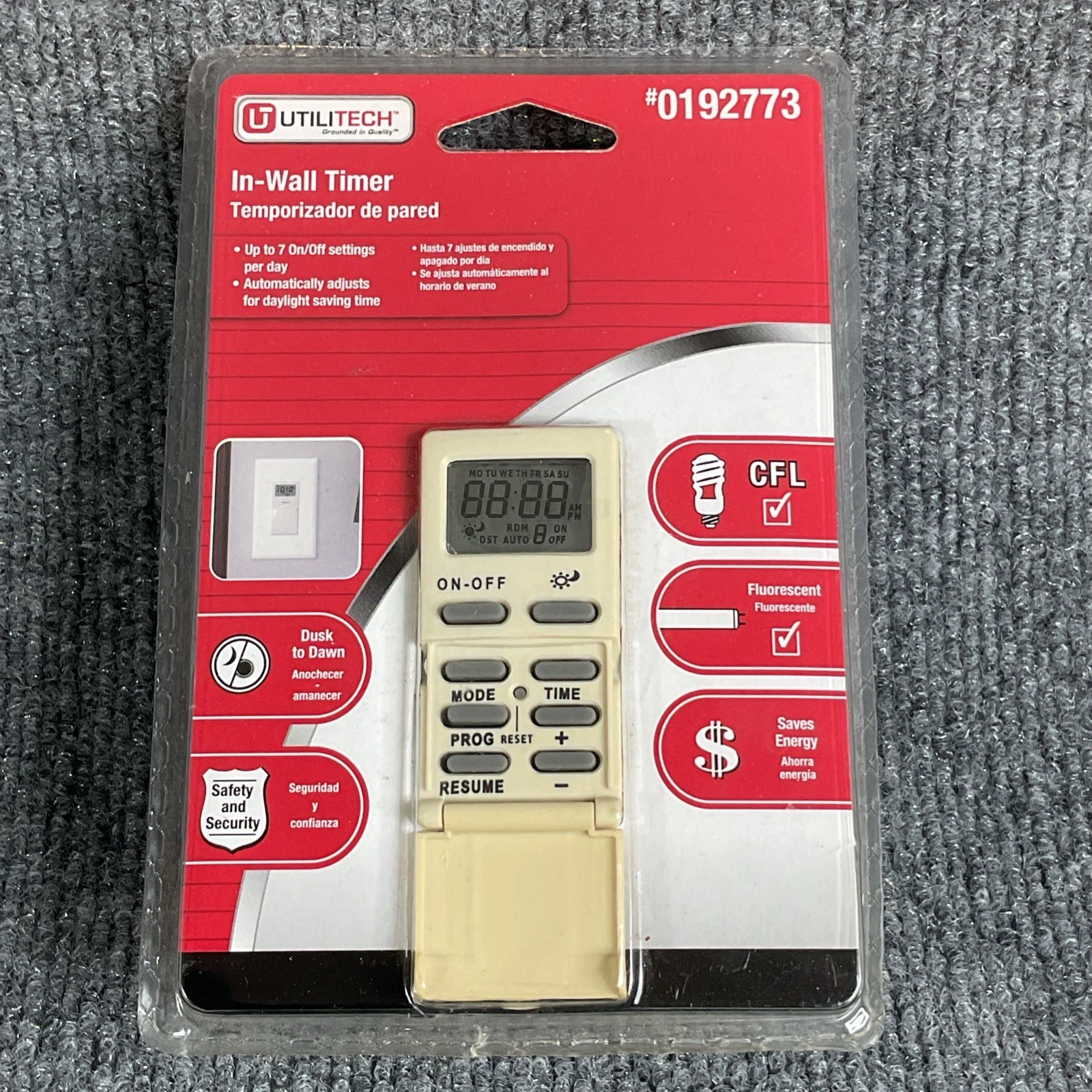 Utilitech In-Wall Timer #0192773 Model #TM-029 New in Package
