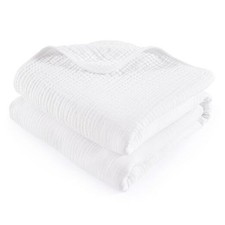 Baby Muslin Blankets 47" X 47", 4-Layer 100 Cotton Muslin Blanket 47 47 White
