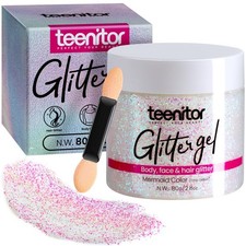 Body Glitter Gel Holographic White for Face, Hair Body Makeup Teenitor