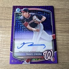 2025 Topps Bowman Chrome Purple Refractor Auto RC #BMA-TS Travis Sykora /199