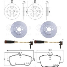 HELLA BREMSSCHEIBEN + BEL&Auml;GE VORNE + HINTEN passend f&uuml;r MERCEDES R172 SLK SLC