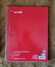 Pen gear 1 Subject Spiral Notebook, 70 Wide Ruled Sheets 10.5 x8 Red