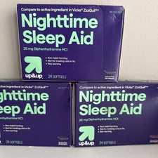 3 Pk: Up Up Nighttime Sleep Aid, 25mg, 24 Softgels ea., EXP 1/26