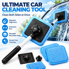 Magnetic Car Window Cleaner Kit Windshield Glass Cleaning Tool Long Handle 1Set