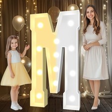 4 FT Marquee Light Up Letters, Cool White and Warm White Marquee 4FT Letter M