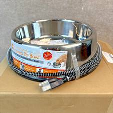 NEW Large Electric Stainless Steel Outdoor Pet Dog Cat Heated Water Thermal Bowl
